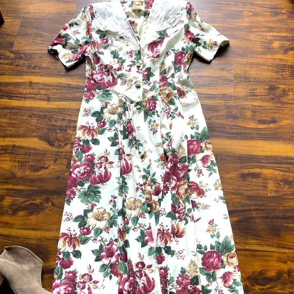 Vintage Floral Maxi Dress-Cottagecore Style-12 - Picture 1 of 10